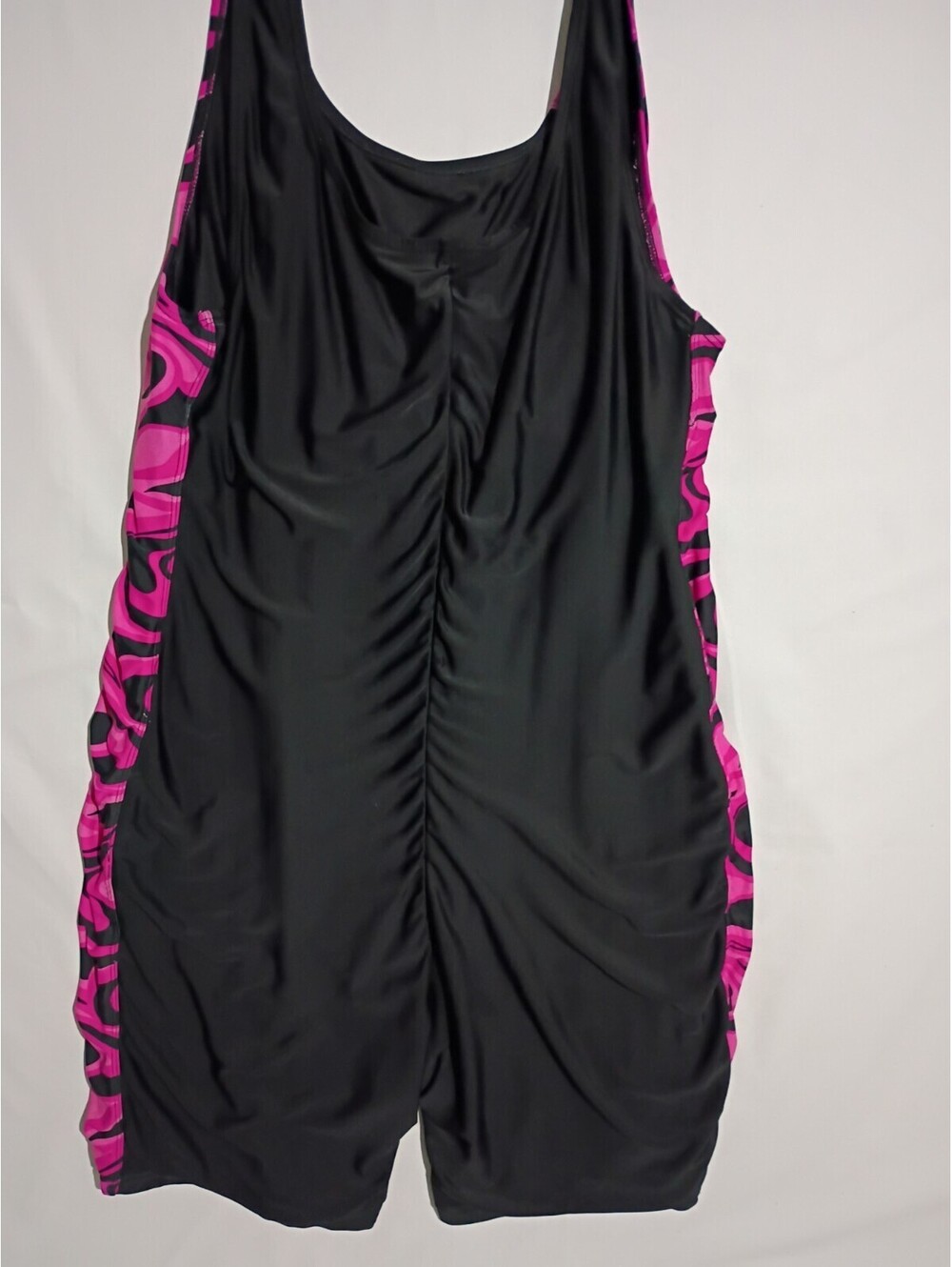 WaterPro Womens Plus Size Swim Romper One Piece Swimsuit Black Pink 3X 24W